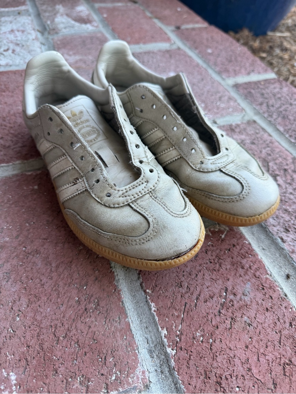 adidas Kids Light Beige Leather & Suede Sneakers with Gum Sole 4
